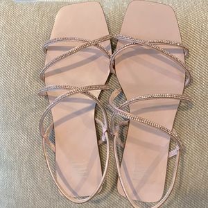 Bridal Sandals, rose gold with rhinestones